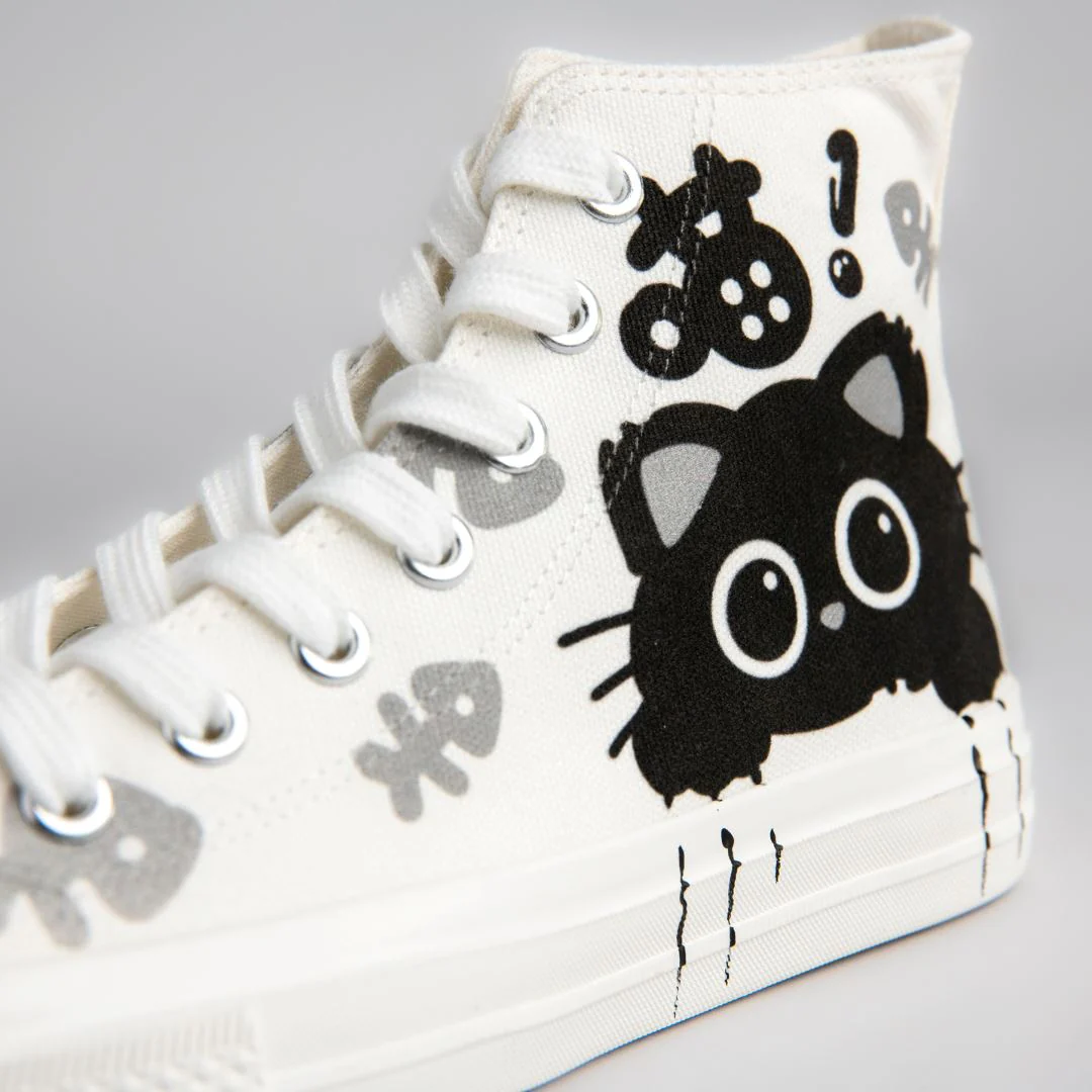 *CLEARANCE* Boo the Black Kitty High Top Canvas Shoes - Women's - Image 2