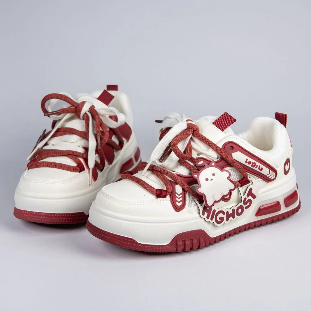 *CLEARANCE* Friendly Ghost Chunky Casual Red Sneakers - Unisex - Image 3