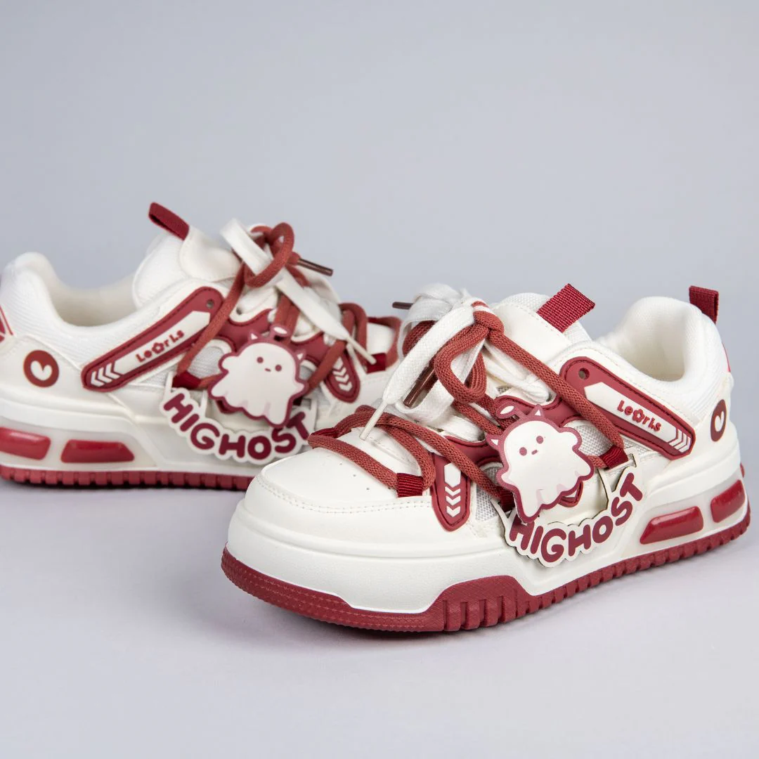 *CLEARANCE* Friendly Ghost Chunky Casual Red Sneakers - Unisex - Image 4