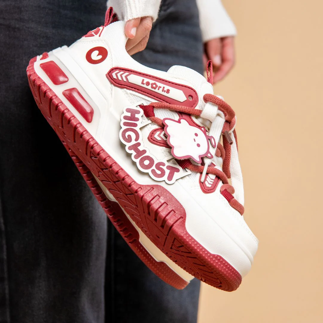 *CLEARANCE* Friendly Ghost Chunky Casual Red Sneakers - Unisex - Image 5