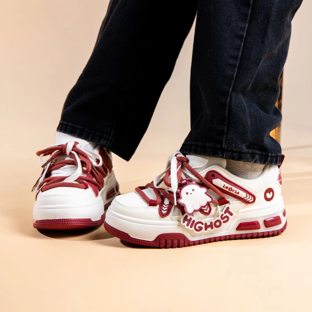 *CLEARANCE* Friendly Ghost Chunky Casual Red Sneakers - Unisex - Image 7