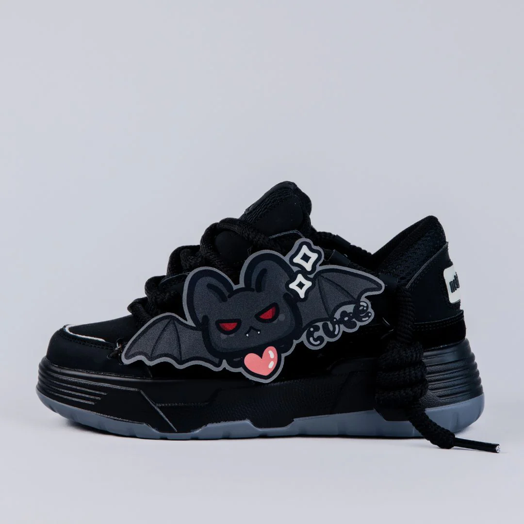 *CLEARANCE* Kawaii Bat Midnight Black Chunky Shoes - Unisex