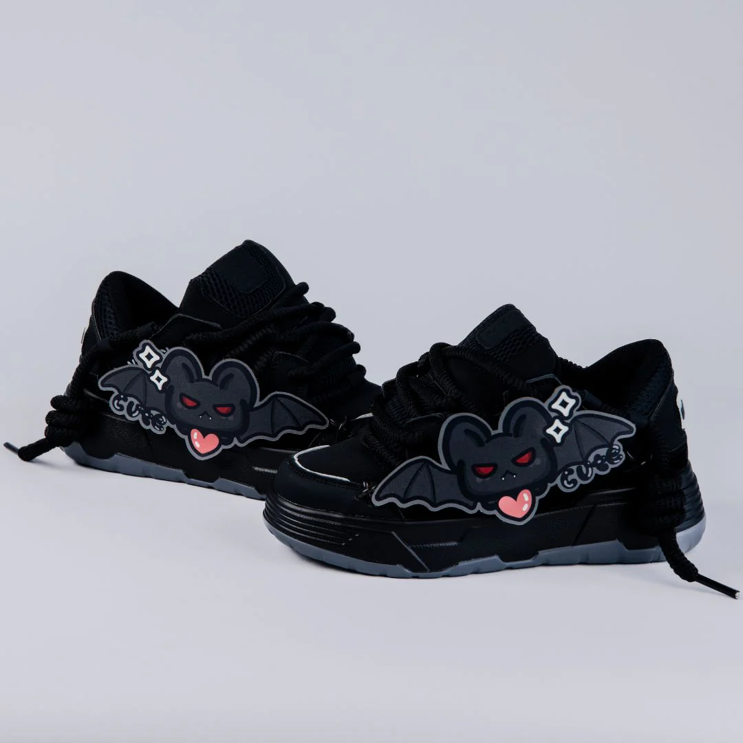 *CLEARANCE* Kawaii Bat Midnight Black Chunky Shoes - Unisex - Image 4