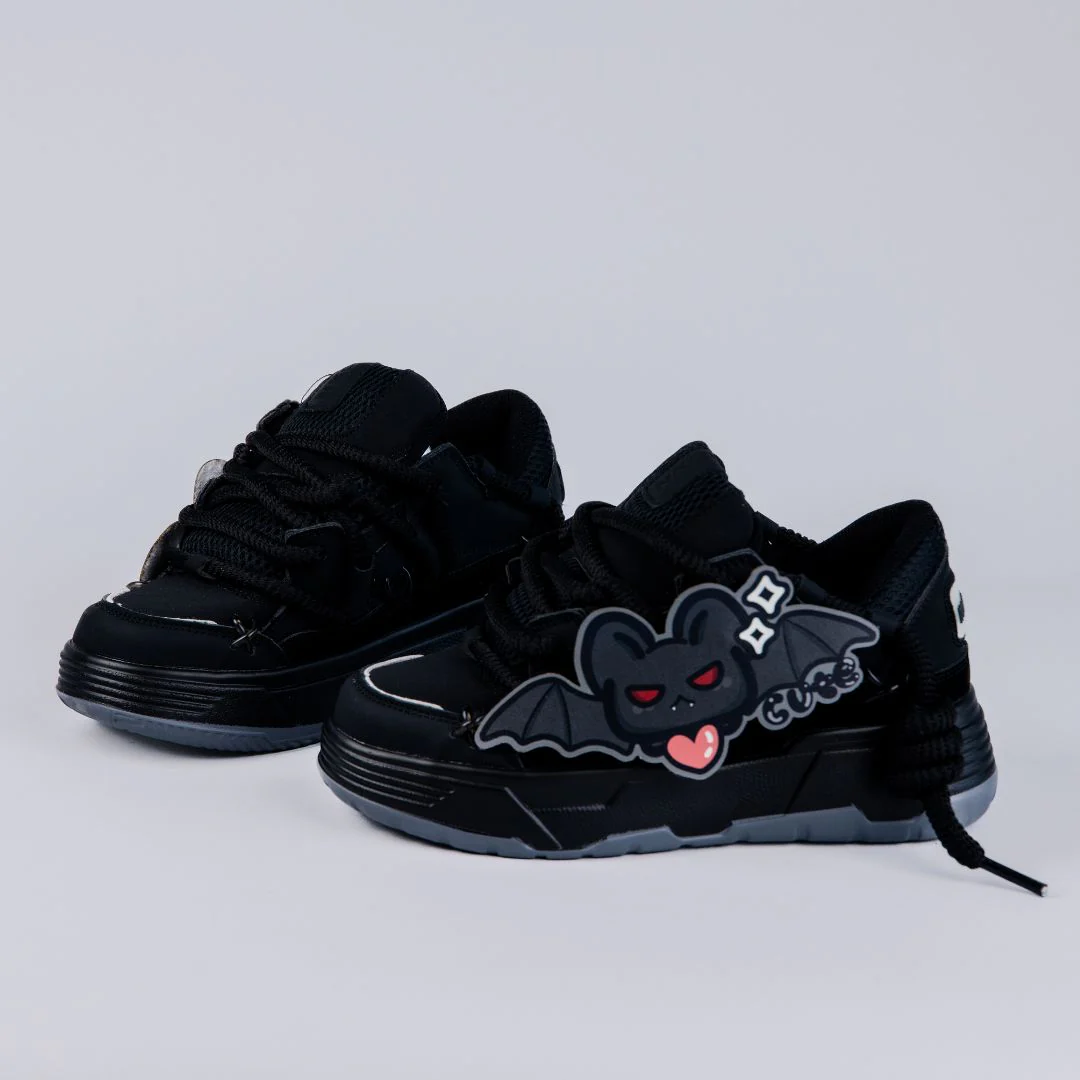 *CLEARANCE* Kawaii Bat Midnight Black Chunky Shoes - Unisex - Image 5