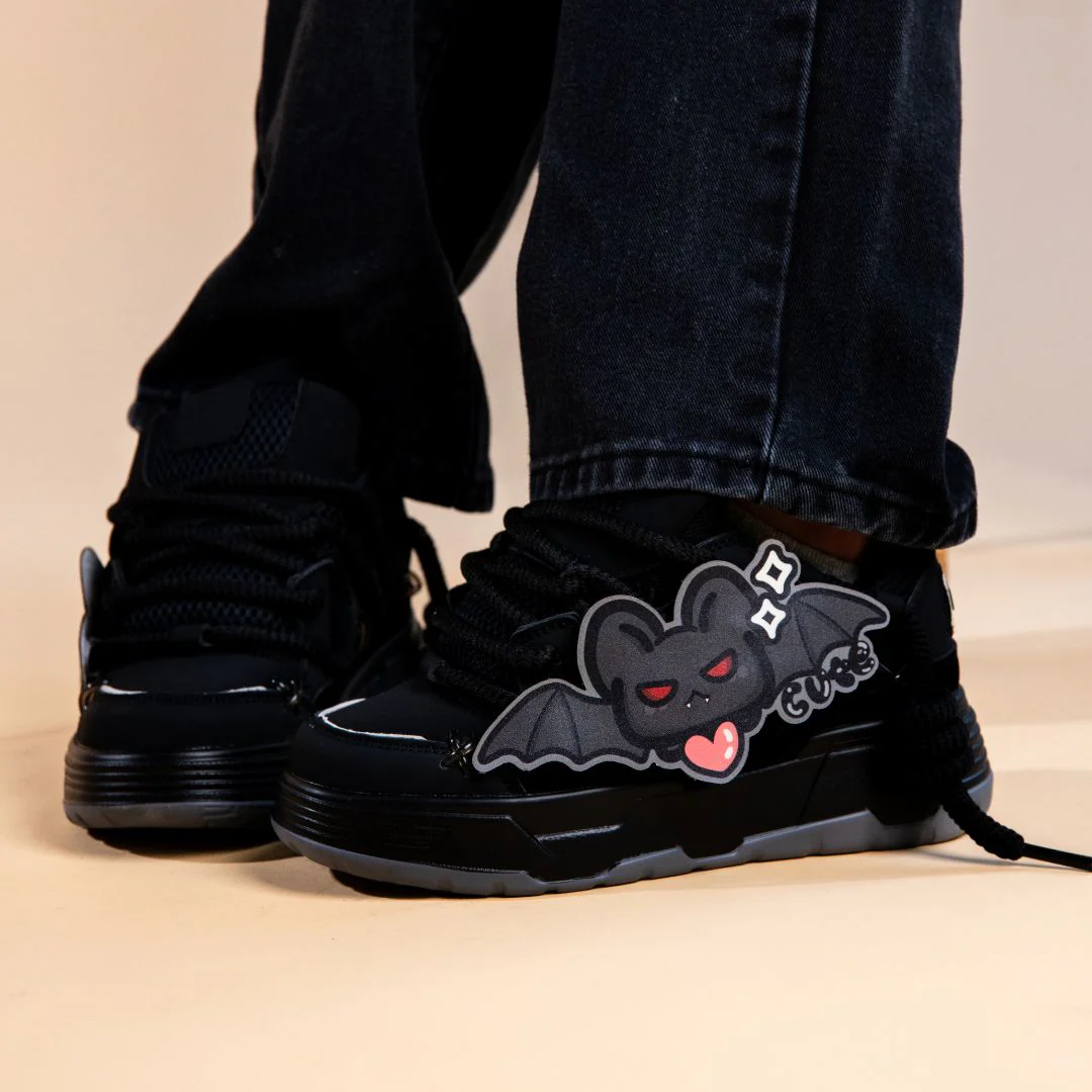 *CLEARANCE* Kawaii Bat Midnight Black Chunky Shoes - Unisex - Image 7