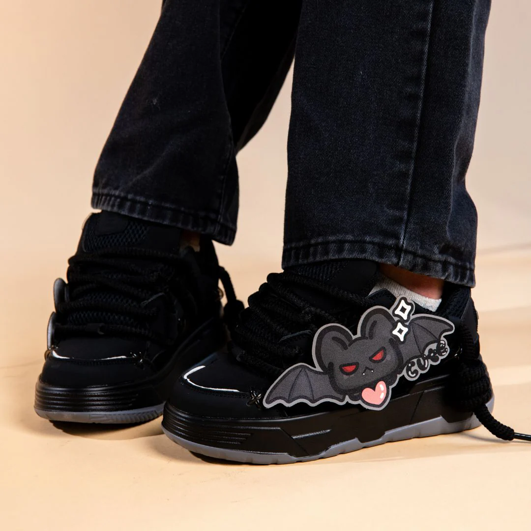 *CLEARANCE* Kawaii Bat Midnight Black Chunky Shoes - Unisex - Image 9