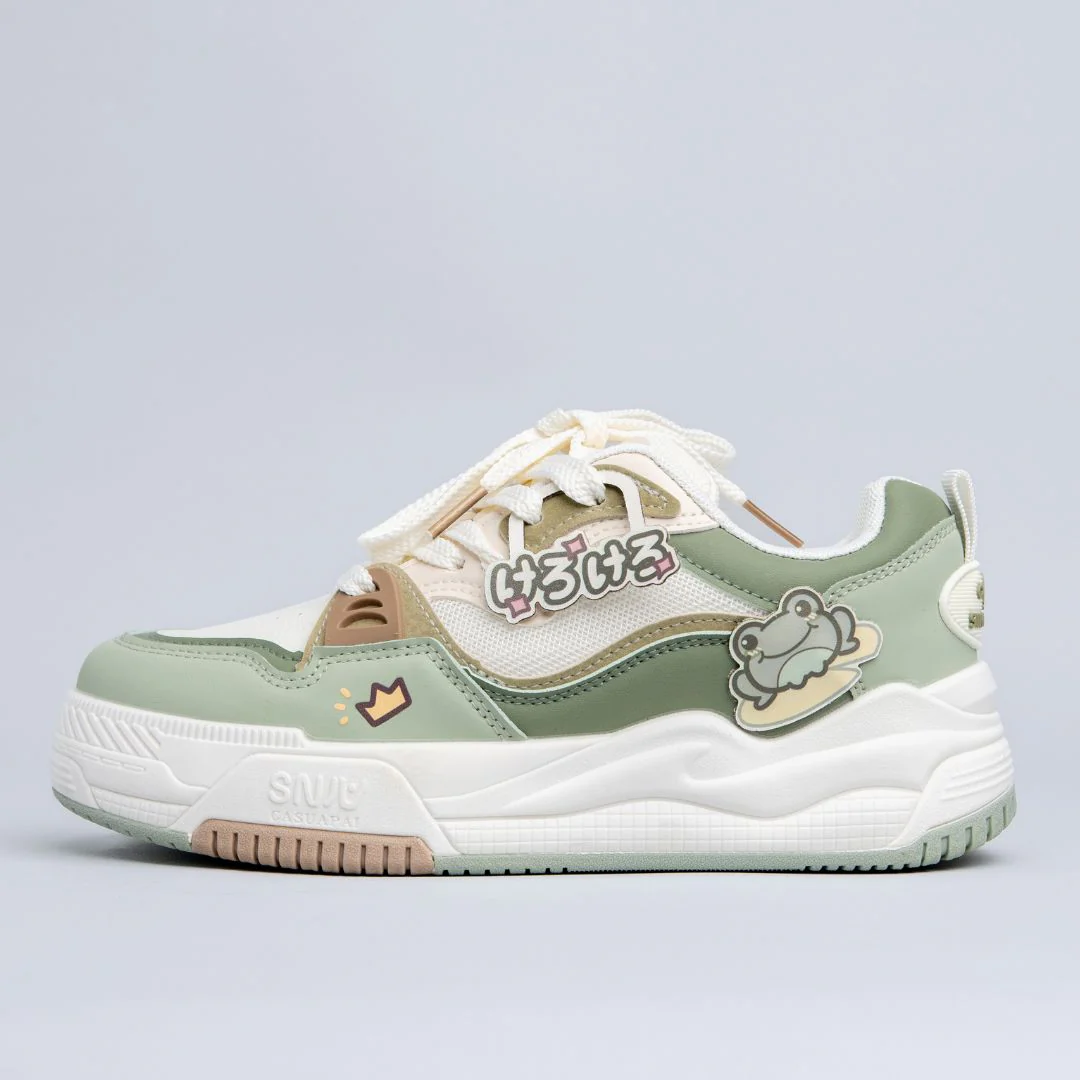 *CLEARANCE* Kawaii Crown Frog Prince Casual Green Shoes - Women's