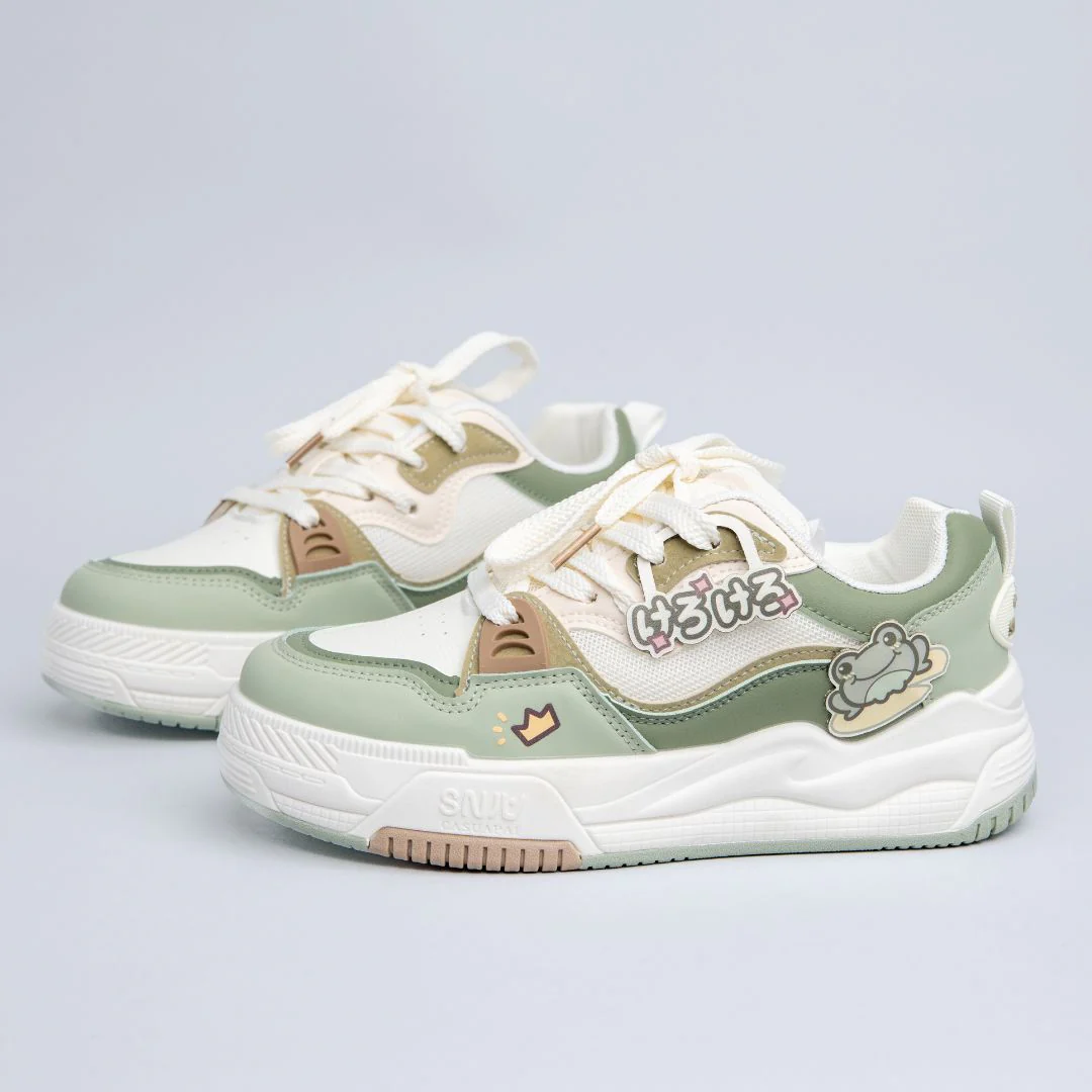 *CLEARANCE* Kawaii Crown Frog Prince Casual Green Shoes - Women's - Image 4