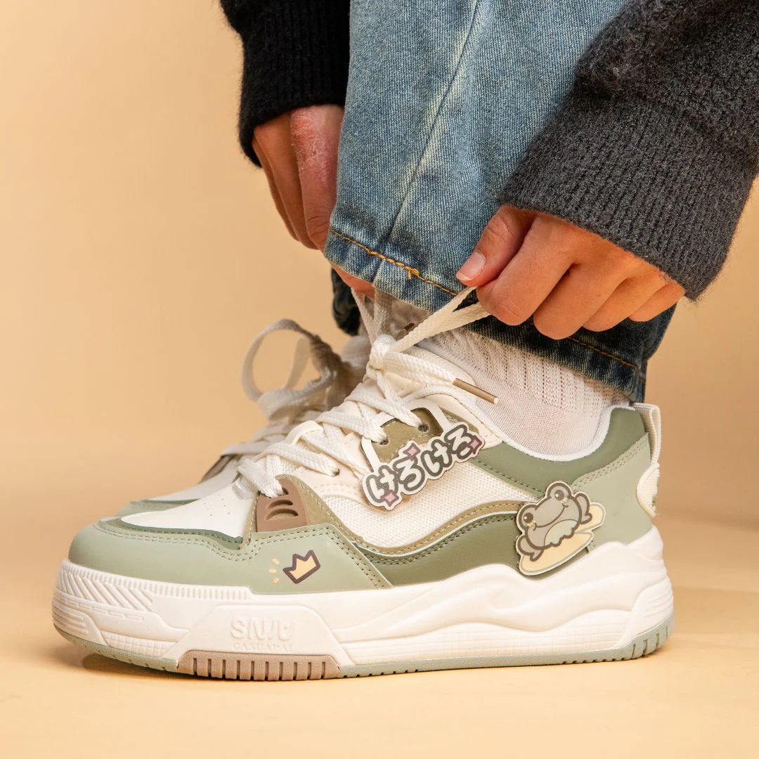 *CLEARANCE* Kawaii Crown Frog Prince Casual Green Shoes - Women's - Image 9