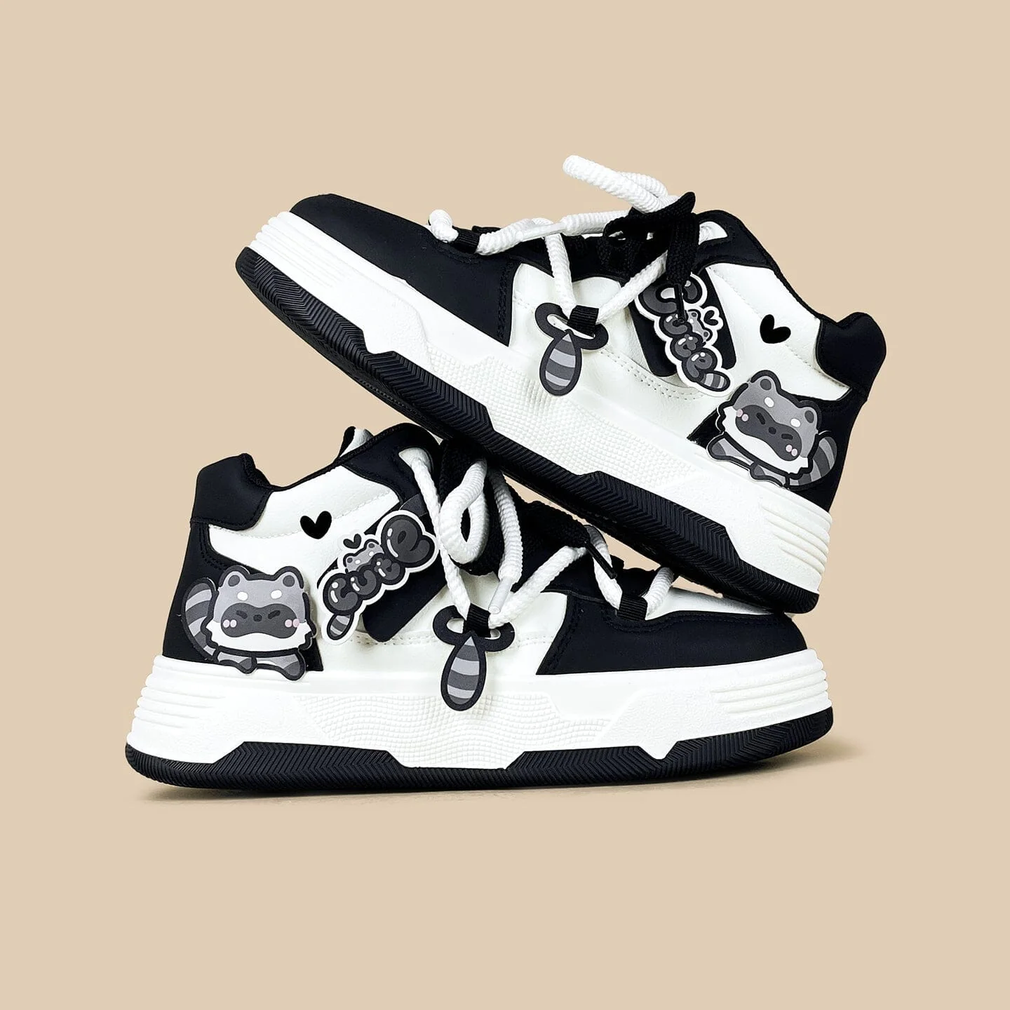 *CLEARANCE* Kawaii Raccoon Chunky Mid Top Shoes - Women's - Image 4