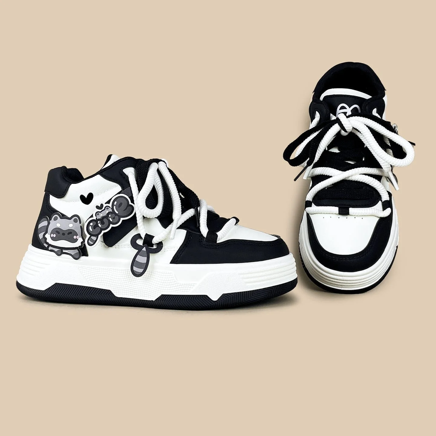 *CLEARANCE* Kawaii Raccoon Chunky Mid Top Shoes - Women's - Image 5