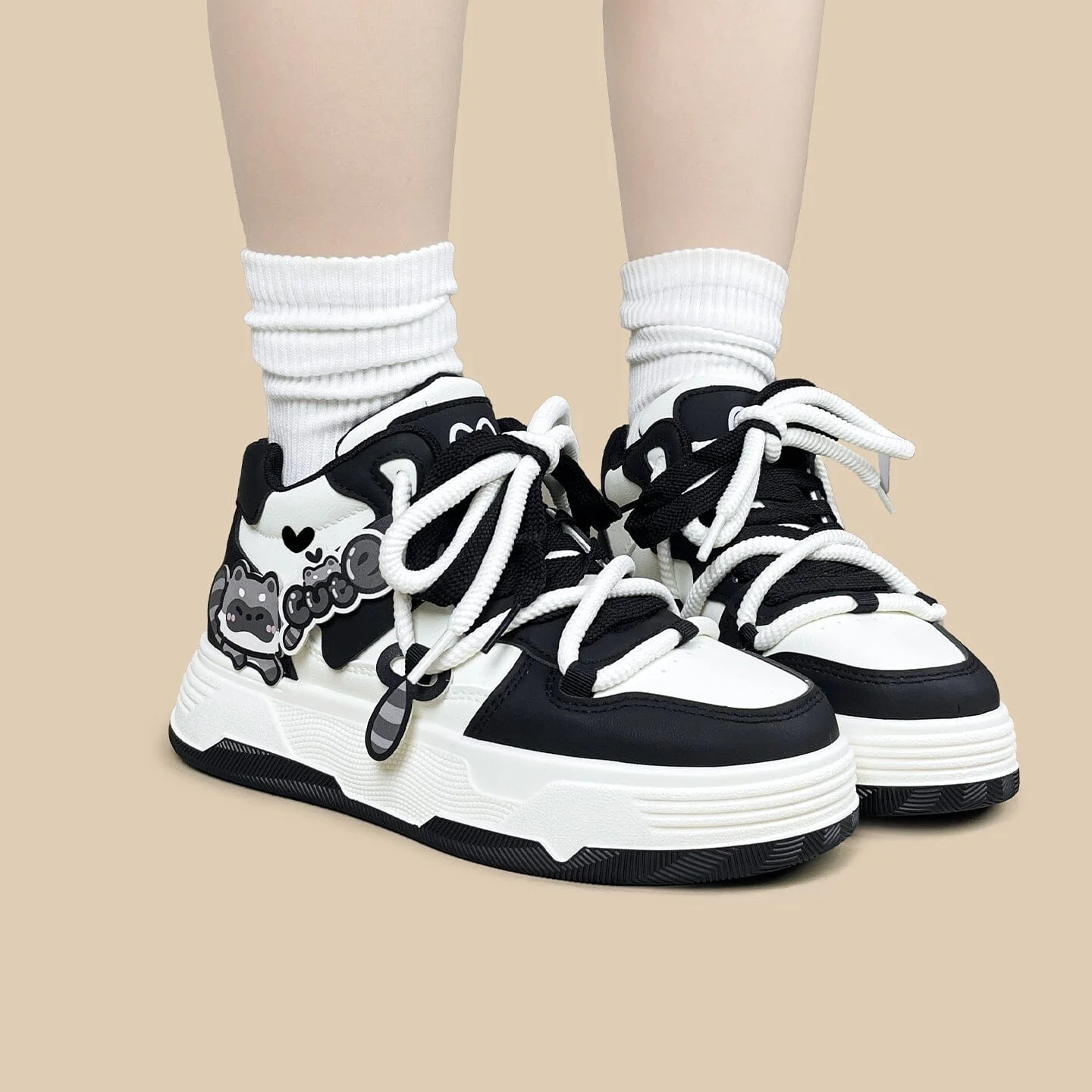 *CLEARANCE* Kawaii Raccoon Chunky Mid Top Shoes - Women's - Image 7