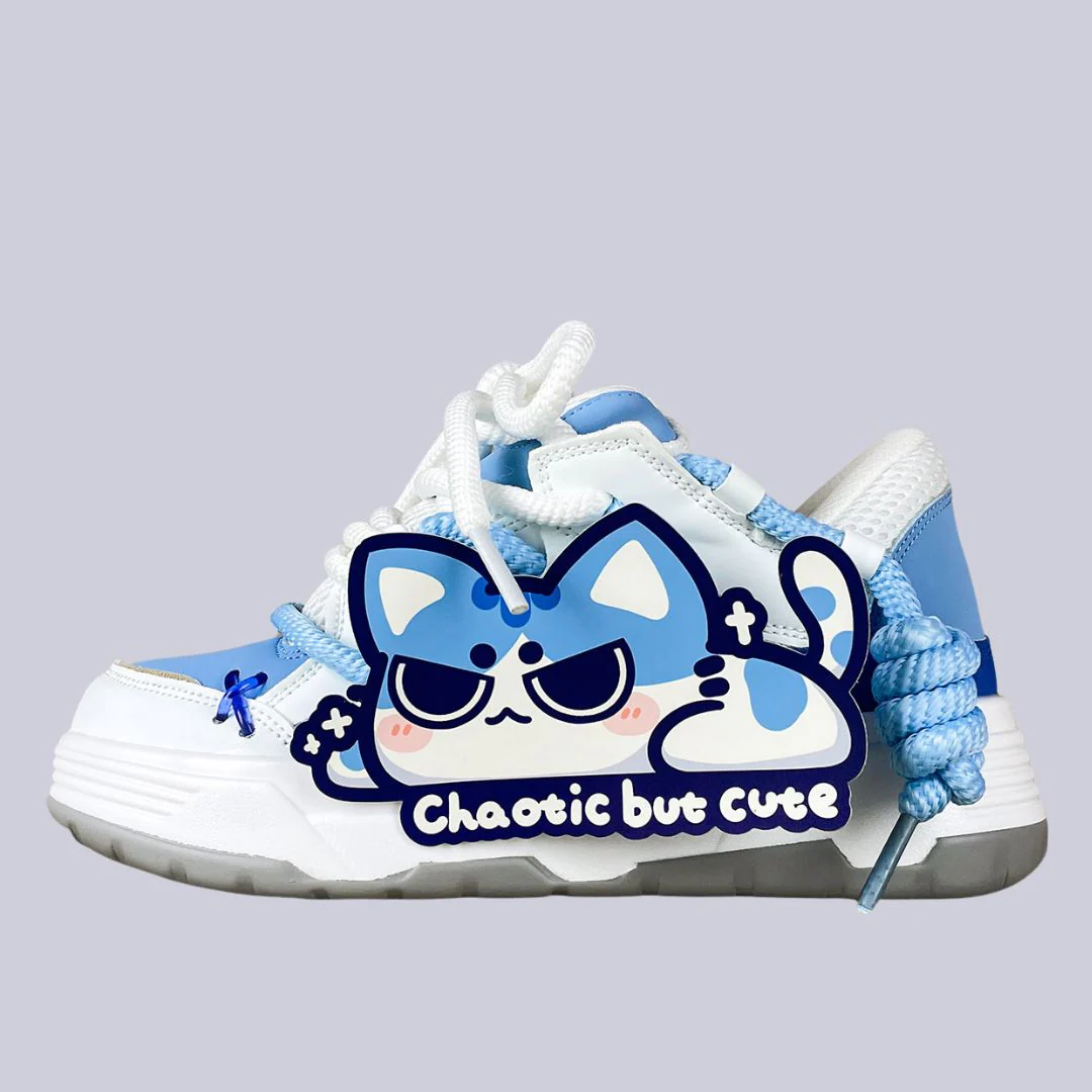 *CLEARANCE* Mischief Meow Chunky Casual Blue Sneakers – Unisex