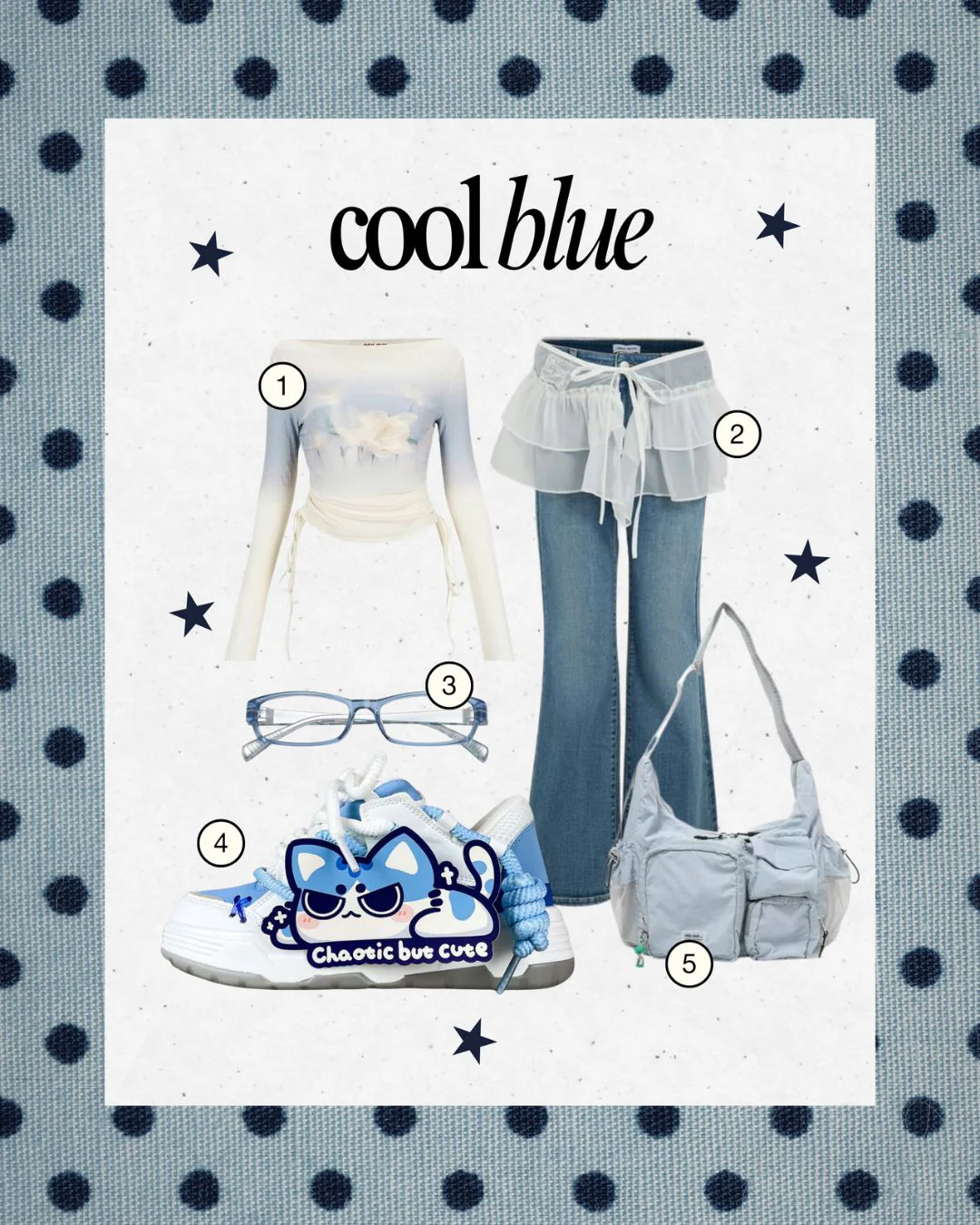 *CLEARANCE* Mischief Meow Chunky Casual Blue Sneakers – Unisex - Image 3