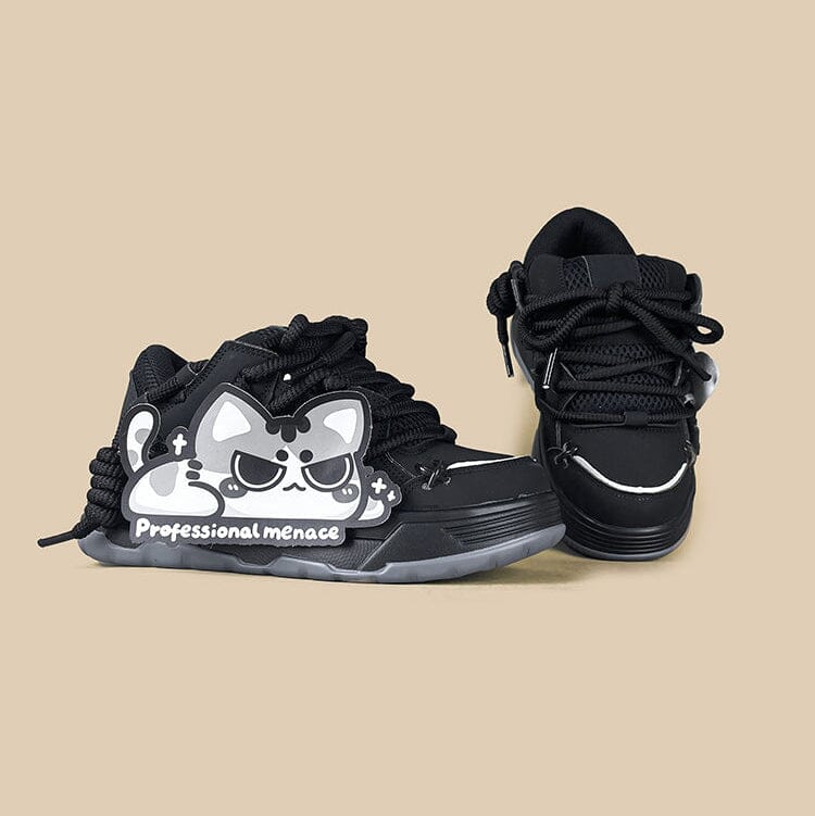 Shadow Meow Chunky Casual Black Sneakers – Unisex - Image 3