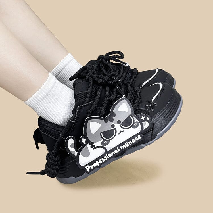 Shadow Meow Chunky Casual Black Sneakers – Unisex - Image 4