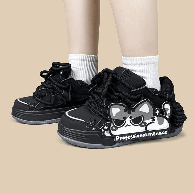 Shadow Meow Chunky Casual Black Sneakers – Unisex - Image 6
