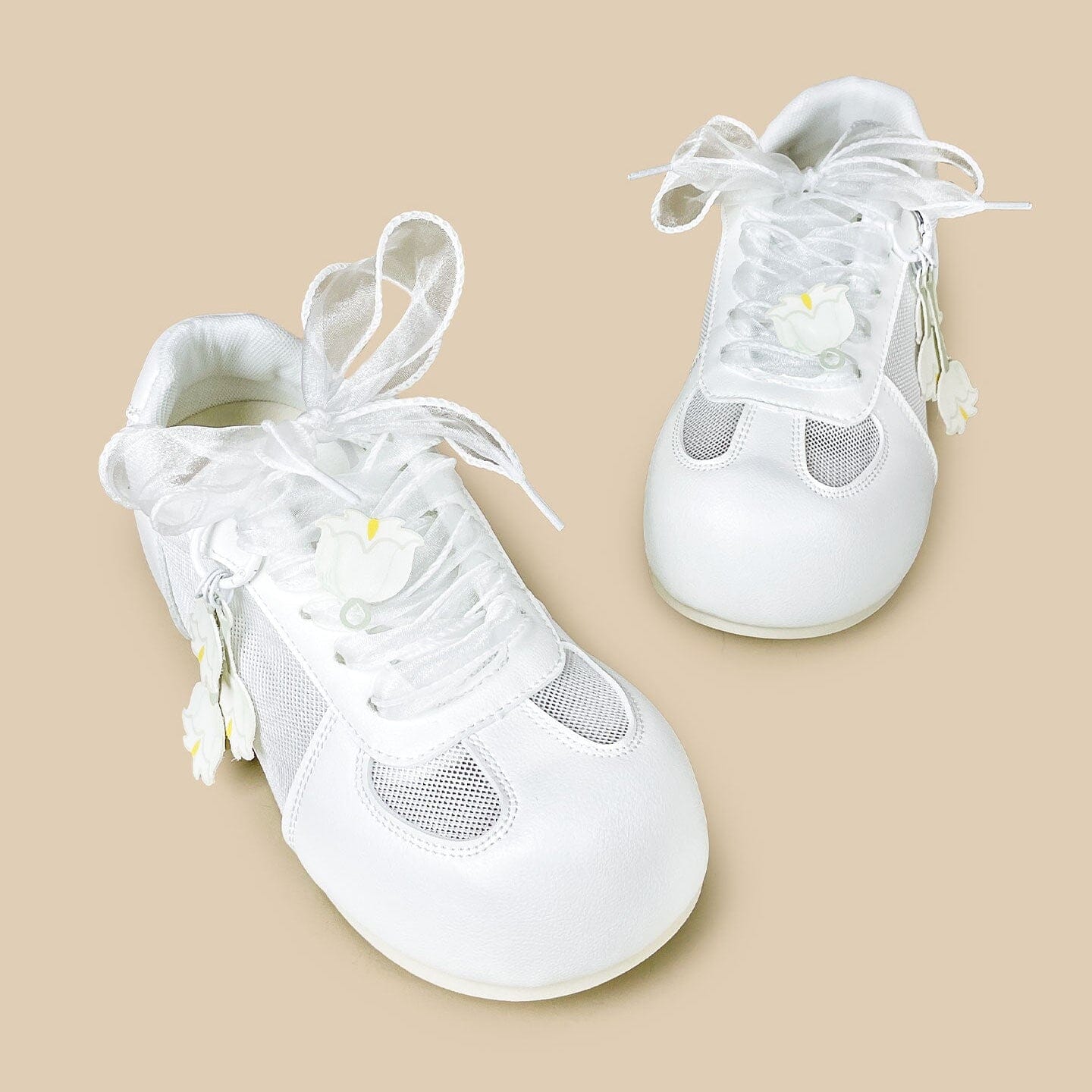 Lily of the Valley White Mesh Sneakers – Women’s - Image 3