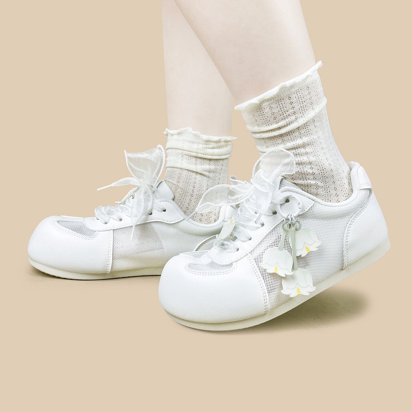 Lily of the Valley White Mesh Sneakers – Women’s - Image 6