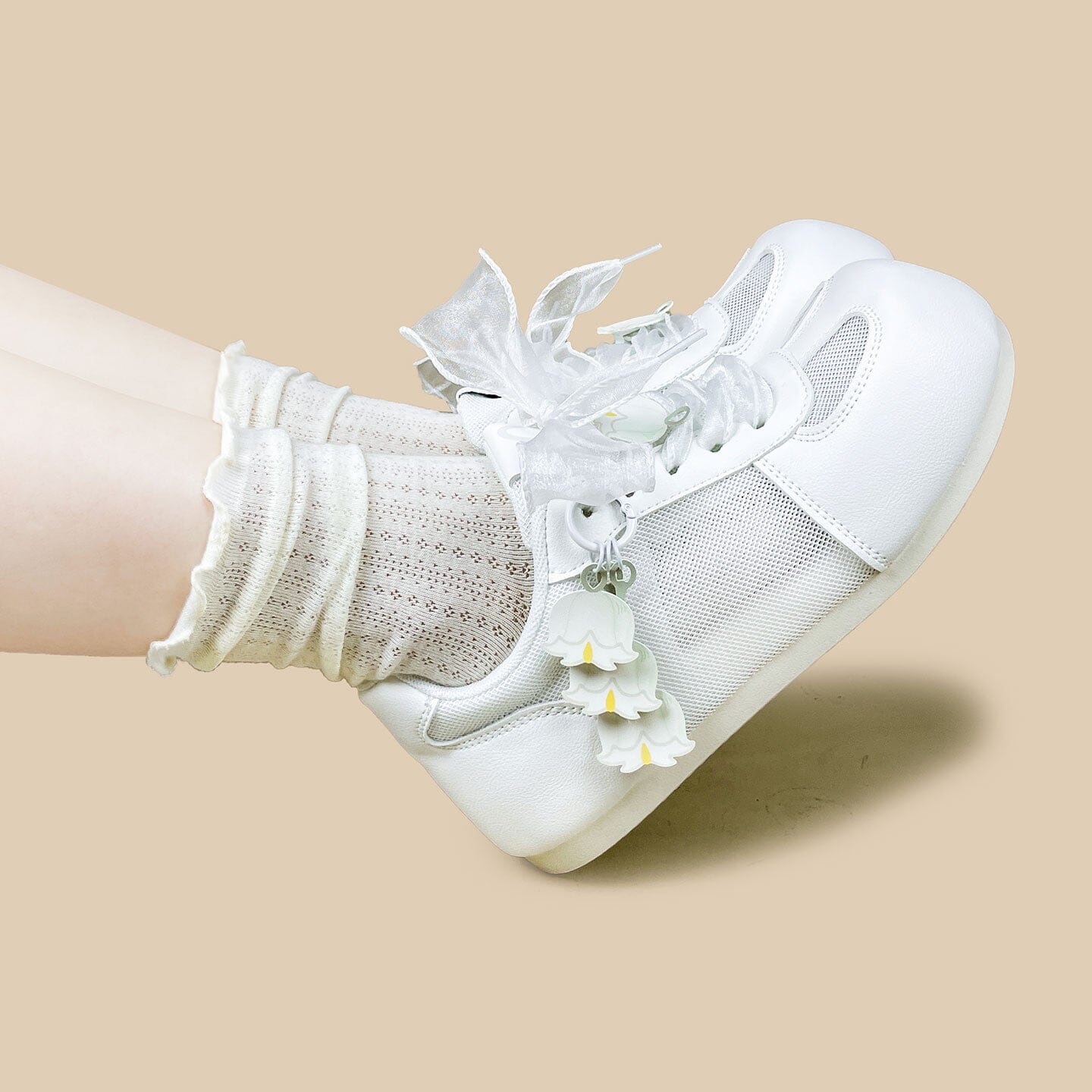 Lily of the Valley White Mesh Sneakers – Women’s - Image 8