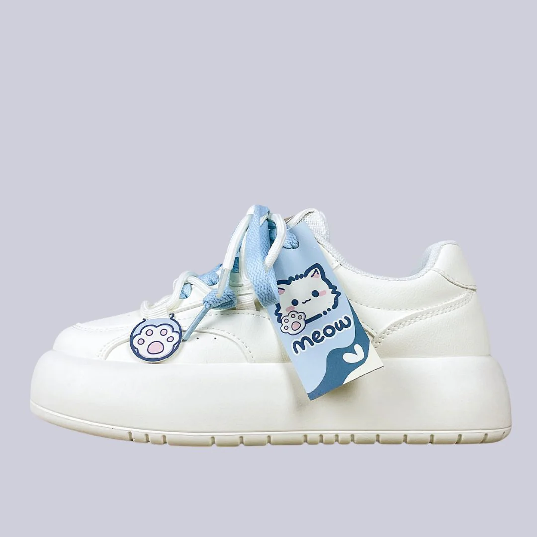 Meow Baby Blue Chunky Casual Sneakers – Women's