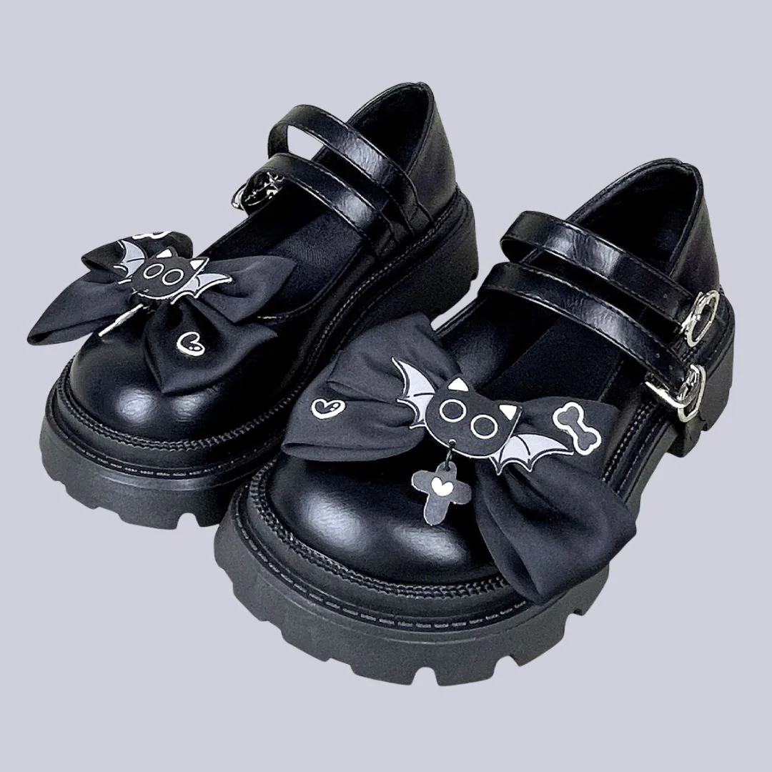 Midnight Bat Kawaii Chunky Mary Janes - Women's