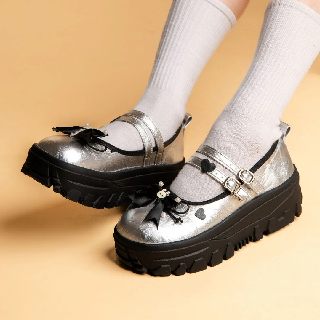 Moonlight Silver Bunny Mary Janes Platform Sneakers - Women's - Image 5