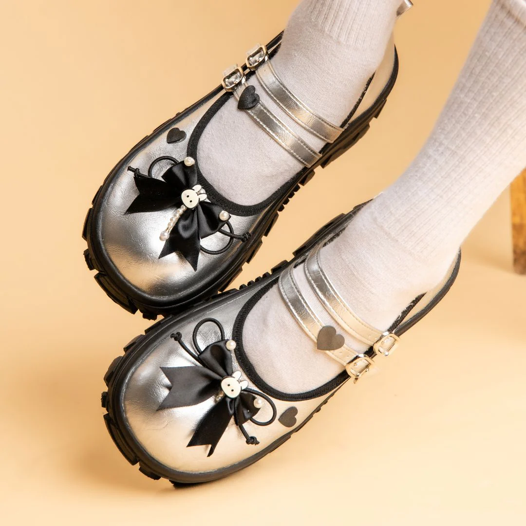 Moonlight Silver Bunny Mary Janes Platform Sneakers - Women's - Image 7