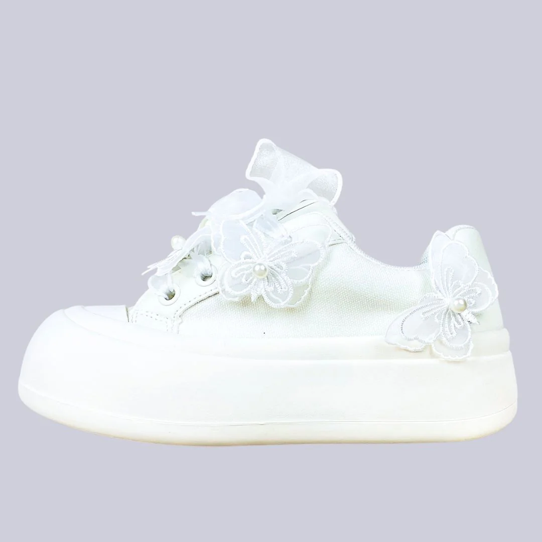 Porcelain Pearl Butterfly Dream Chunky Sneakers - Women's