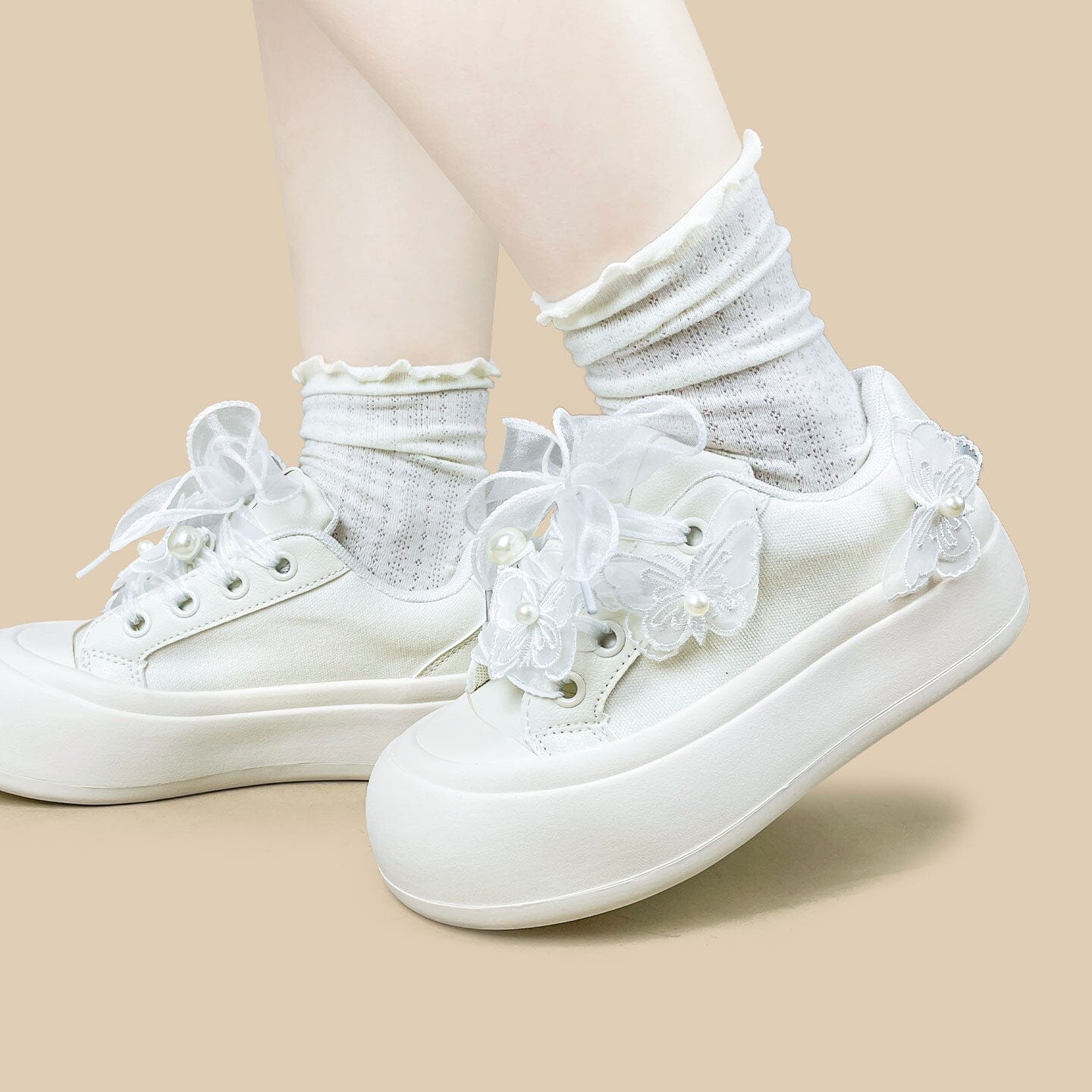 Porcelain Pearl Butterfly Dream Chunky Sneakers - Women's - Image 6