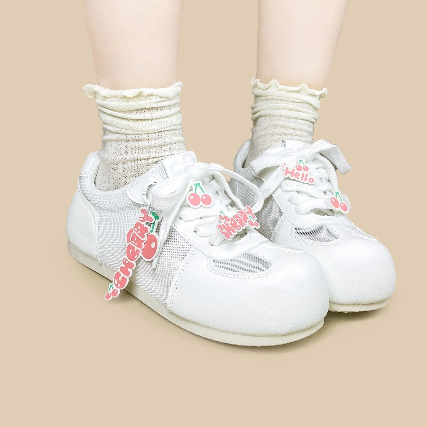 Sweet Escape Cherry Charm White Mesh Sneakers – Women’s - Image 7