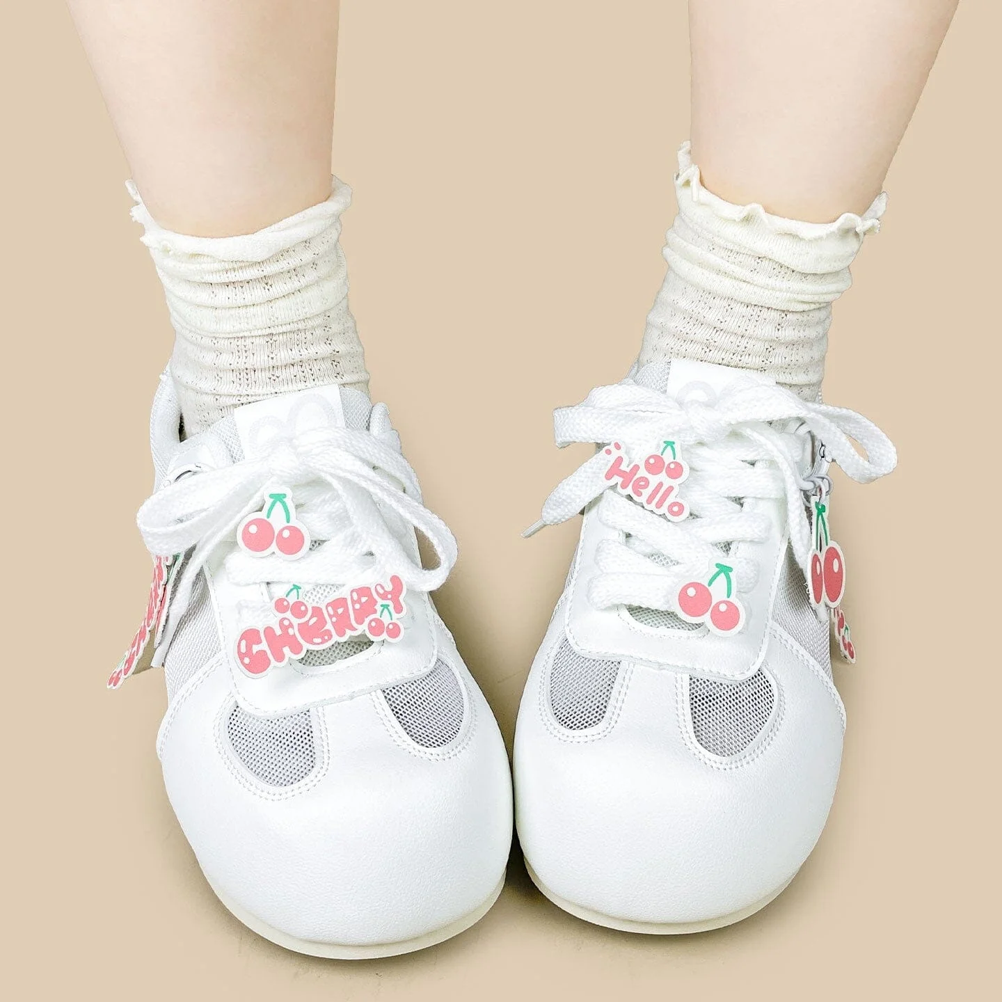 Sweet Escape Cherry Charm White Mesh Sneakers – Women’s - Image 9