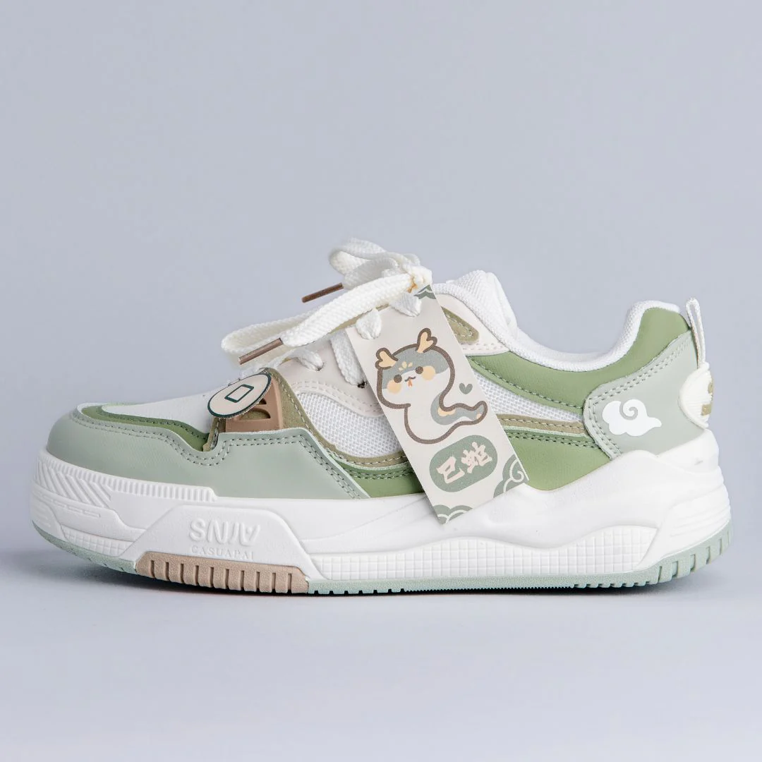 Ultra Cute Sea Snake Chunky Green Shoes - Women's